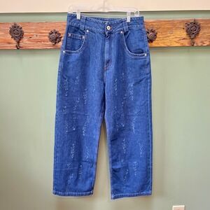 Opening Ceremony Womens Wide Leg Distressed Blue Jeans Made in Italy Size 29